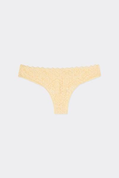 Yellow Lace And Microfibre Brazilian Briefs, 5601_112K, large image number 3