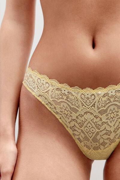 Yellow Lace And Microfibre Brazilian Briefs, 5601_112K, large image number 4
