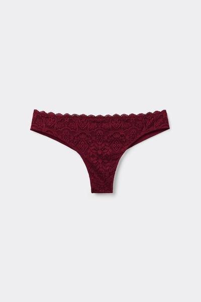 Red Lace And Microfibre Brazilian Briefs, 5601_181K, large image number 0