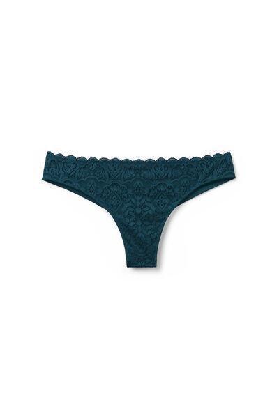 Green Lace And Microfibre Brazilian Briefs, 5601_187K, large image number 1