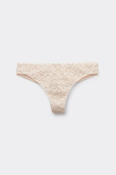 Cream Lace Brazilian Briefs, Silk, large image number 3