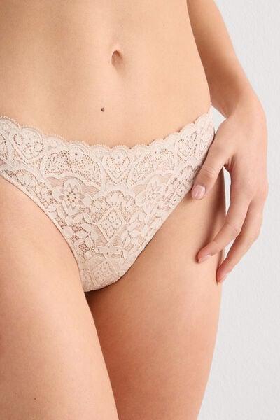 Cream Lace Brazilian Briefs, Silk, large image number 5