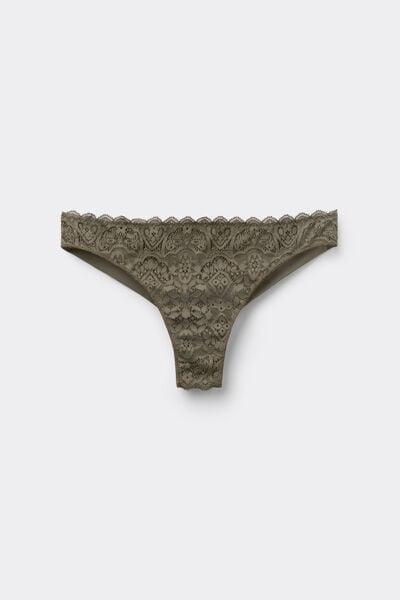 Green Lace And Microfibre Brazilian Briefs, 5601_660J, large image number 3