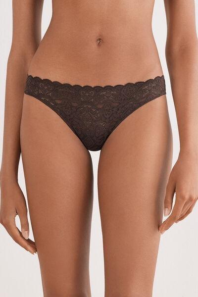 Brown Lace And Microfibre Brazilian Briefs, 5601_705J, medium