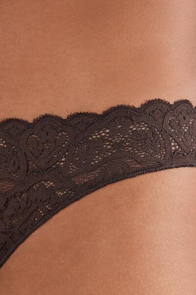 Brown Lace And Microfibre Brazilian Briefs, 5601_705J, large image number 5