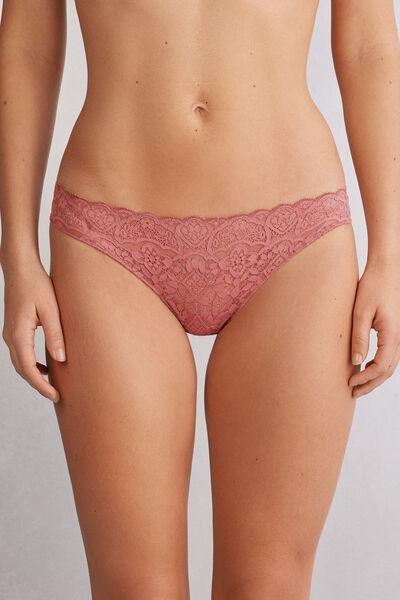 Pink Lace And Microfibre Brazilian Briefs, , large image number 0