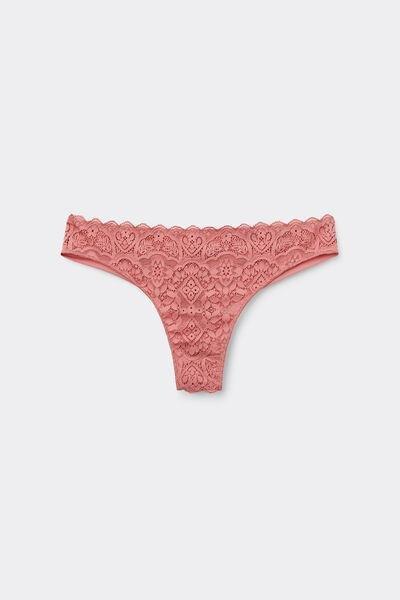 Pink Lace And Microfibre Brazilian Briefs, , large image number 1