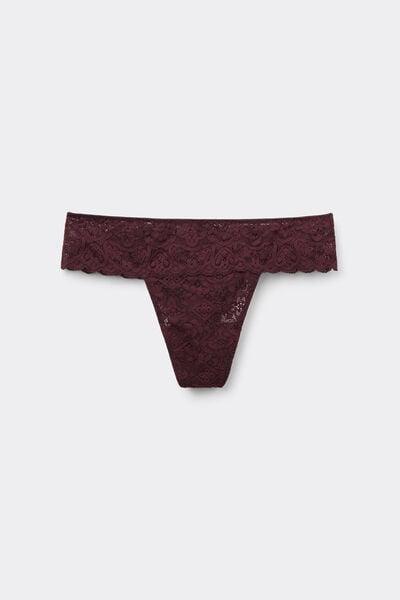 Burgundy Romantic Frills Lace Brazilian Briefs, 5601_028K, large image number 3