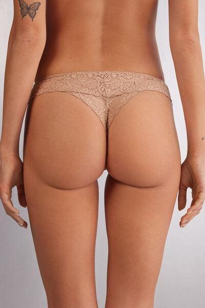 Beige Lace Brazilian Briefs, , large image number 3