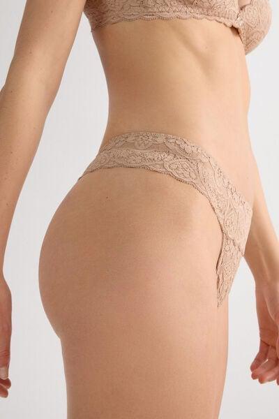 Beige Lace Brazilian Briefs, Soft Beige, large image number 5