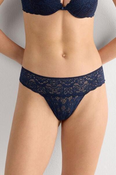 Navy Lace Brazilian Briefs, Intense Blue, large image number 1