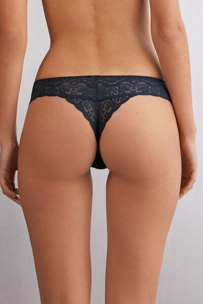 Navy Lace Brazilian Briefs, , large image number 3