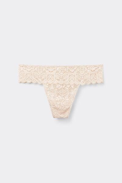 Cream Lace Brazilian Briefs, Silk, large image number 3