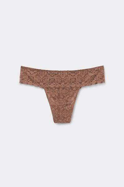 Beige Lace Brazilian Briefs, Brown Mocha, large image number 3