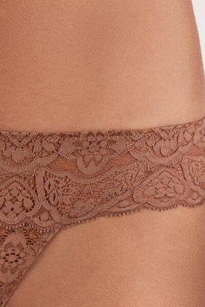 Beige Lace Brazilian Briefs, Brown Mocha, large image number 5