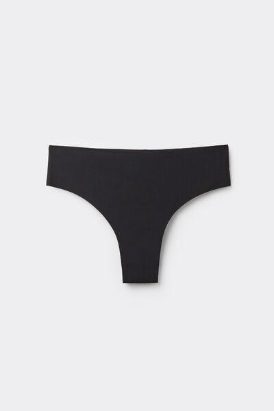Black Seamless Brazilian Briefs, Black, medium