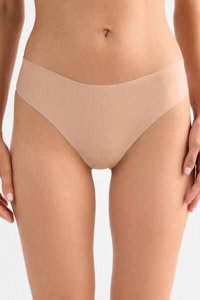 Beige Seamless Brazilian Briefs, Soft Beige, medium