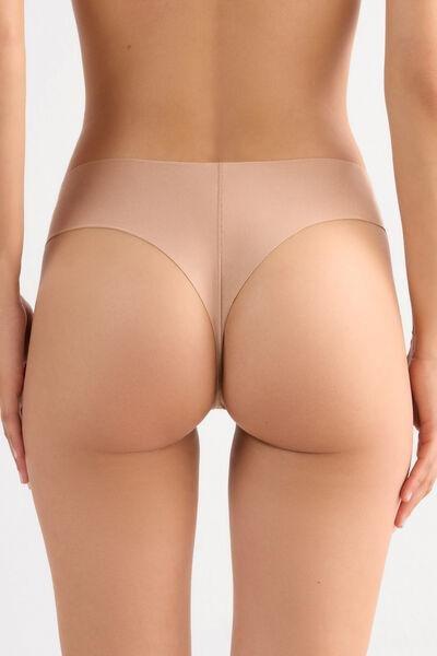 Beige Seamless Brazilian Briefs, Soft Beige, large image number 3