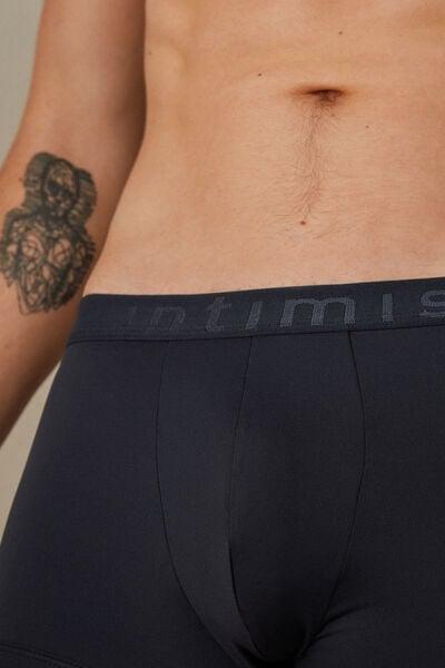 Navy Embroidered Microfibre Boxers, Midnight Blue, large image number 6