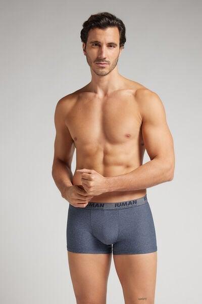 Blue Extra-Soft Microfibre Boxers, Denim Blue Blend, medium