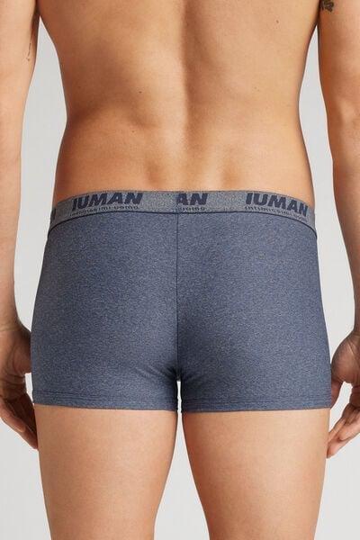 Blue Extra-Soft Microfibre Boxers, Denim Blue Blend, medium