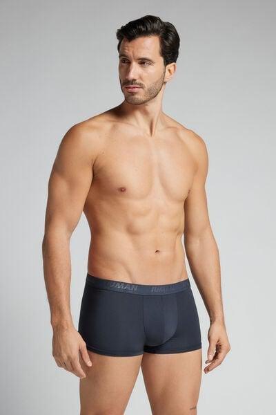 Navy Elastic Waist Cotton Boxers, Midnight Blue, medium