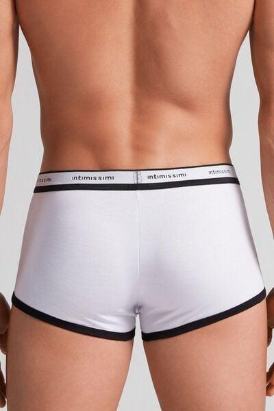 White Stretch Contrast Boxer Shorts, 5601_143I, large image number 2
