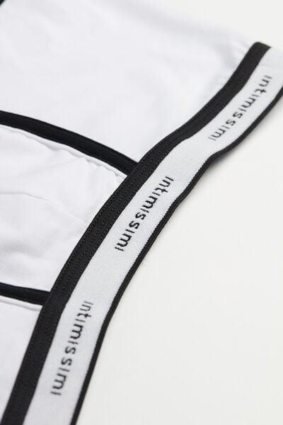White Stretch Contrast Boxer Shorts, 5601_143I, large image number 4