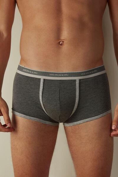Grey Stretch Cotton Boxer Shorts, Graphite Grey Blend/light Grey Blend, large image number 0