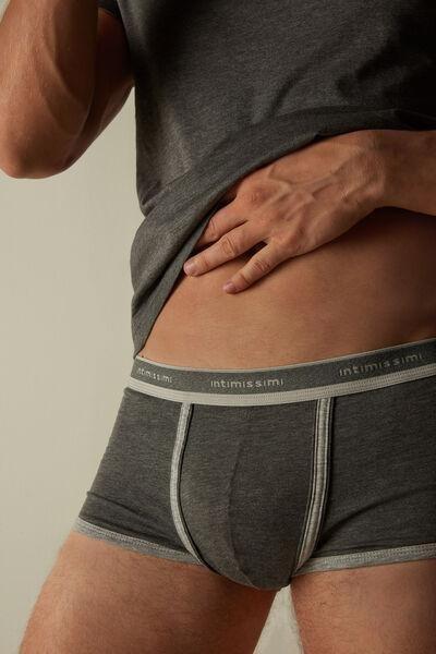 Grey Stretch Cotton Boxer Shorts, Graphite Grey Blend/light Grey Blend, large image number 1