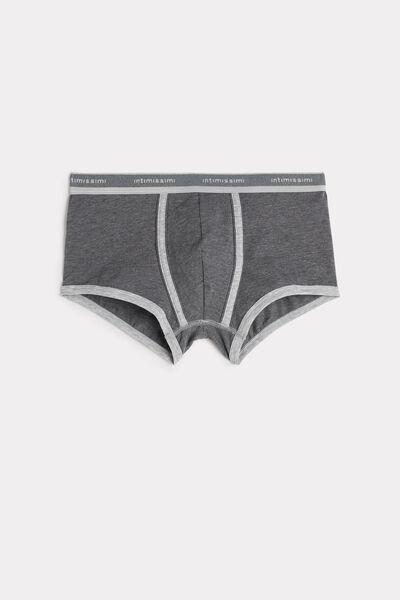 Grey Stretch Cotton Boxer Shorts, Graphite Grey Blend/light Grey Blend, large image number 2
