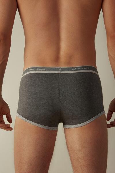 Grey Stretch Cotton Boxer Shorts, Graphite Grey Blend/light Grey Blend, large image number 3