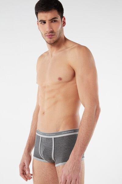 Grey Stretch Cotton Boxer Shorts, Graphite Grey Blend/light Grey Blend, large image number 4