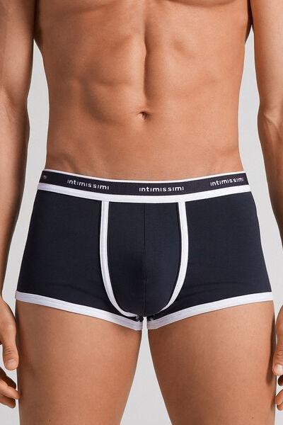 Navy Stretch Contrast Boxer Shorts, , large image number 0