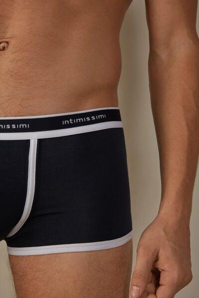 Navy Stretch Contrast Boxer Shorts, Midnight Blue/white, large image number 6