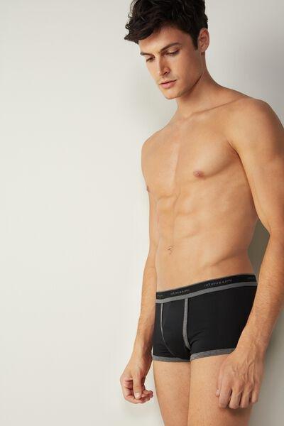 Black Stretch Contrast Boxer Shorts, , large image number 4