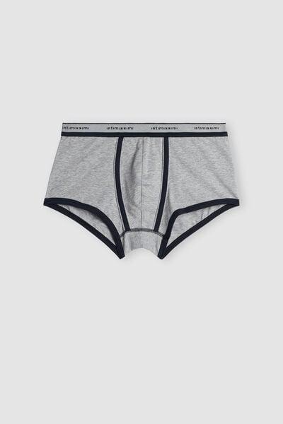 Grey Stretch Contrast Boxer Shorts, Light Grey Blend / Midnight Blue, large image number 2