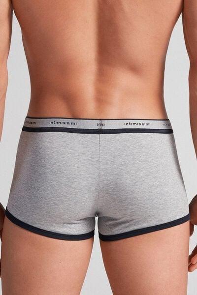 Grey Stretch Contrast Boxer Shorts, Light Grey Blend / Midnight Blue, large image number 3