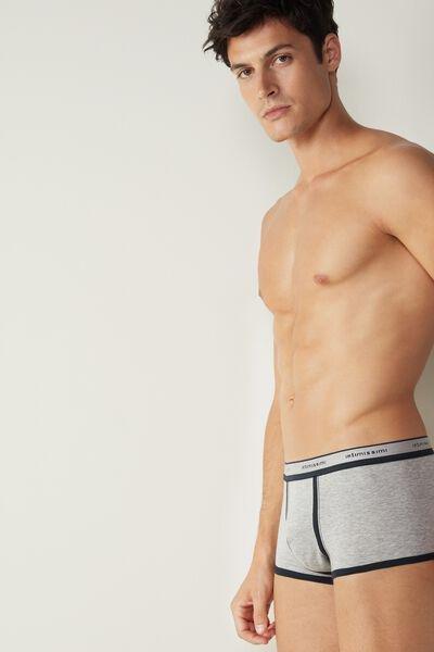Grey Stretch Contrast Boxer Shorts, Light Grey Blend / Midnight Blue, large image number 4