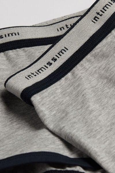 Grey Stretch Contrast Boxer Shorts, Light Grey Blend / Midnight Blue, large image number 5