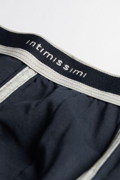 Blue Stretch Supima Cotton Boxer Shorts, Midnight Blue/light Grey Blend, large image number 5
