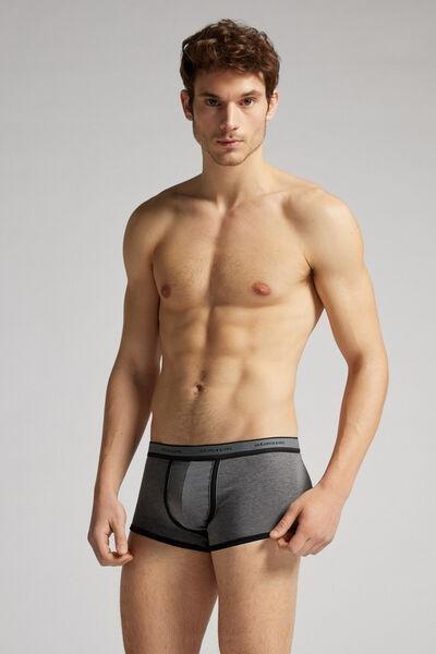 Grey Stretch Contrast Boxer Shorts, , large image number 1