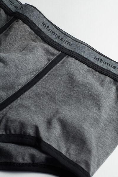 Grey Stretch Contrast Boxer Shorts, , large image number 4