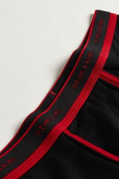 Black Stretch Supima Cotton Boxer Shorts Detail, , large image number 4