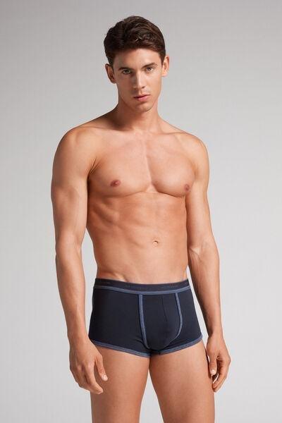 Navy Stretch Contrast Boxer Shorts, , large image number 1