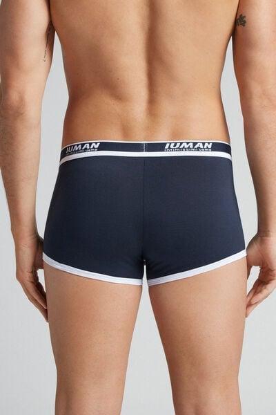 Navy / White Embroidered Superior Cotton Boxers, Midnight Blue/white, large image number 2