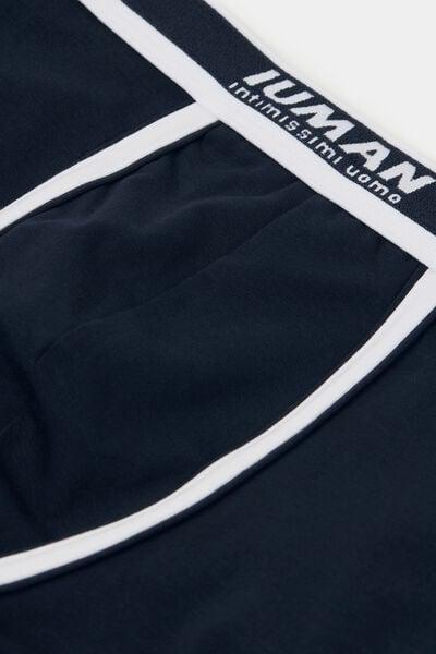 Navy / White Embroidered Superior Cotton Boxers, Midnight Blue/white, large image number 4