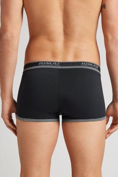 Black/Graphite Blend Superior Cotton Boxers With Logo, Black/graphite Blend, medium