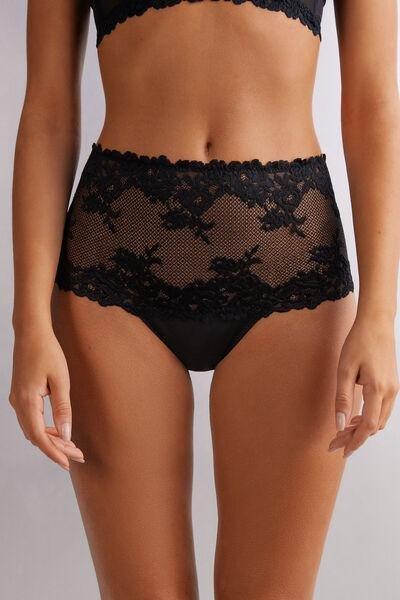 Black Pretty Flowers Knickers, , medium