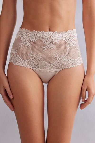 Cream Silk Pretty Flowers Knickers, , medium
